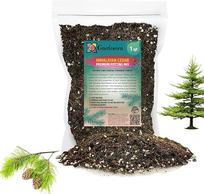 Premium Himalayan Cedar Potting Soil Mix - Perfect Balance of Nutrients, Drainage, and Aeration for Healthy Cedar Trees - 1 Quart by GreenHaven Gardens