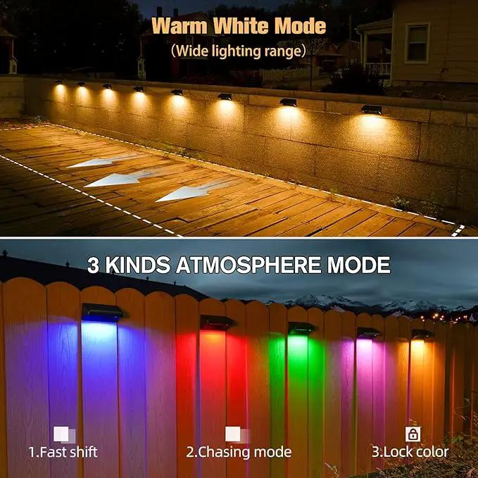 Aulanto Solar Fence Lights 4 Pack-Plus,100 Lumen Big Outdoor Solar Light IP65 Waterproof, Warm White and 10 RGB Modes,Fence Lights Otdoor Solar Lighting for Backyard,Garden,Fence,Wall,Deck,Stairs. by GreenHaven Gardens