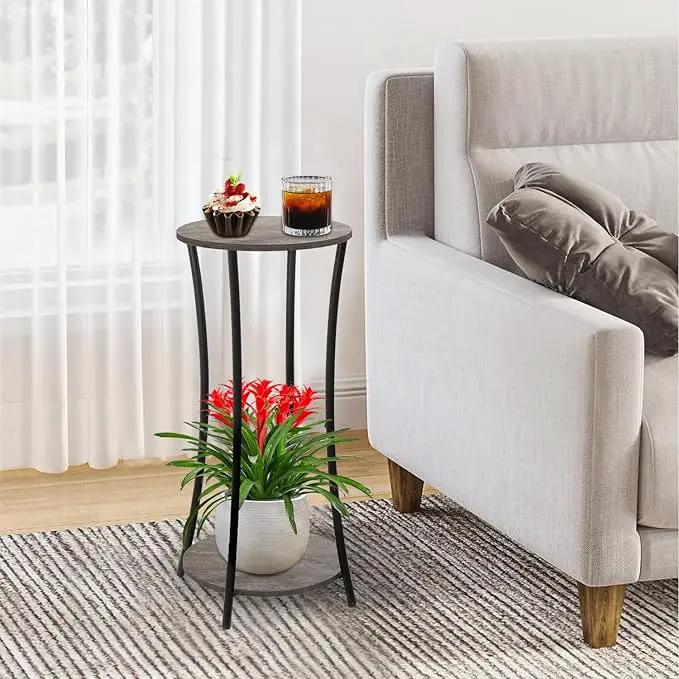 YINMIT Plant Stand Indoor,2 Tier Round Potted Holder Rack,Flower Pot Stand Shelf,Round Supports Rack,Corner Plant Shelf for Balcony Garden Patio Living Room,Grey by GreenHaven Gardens