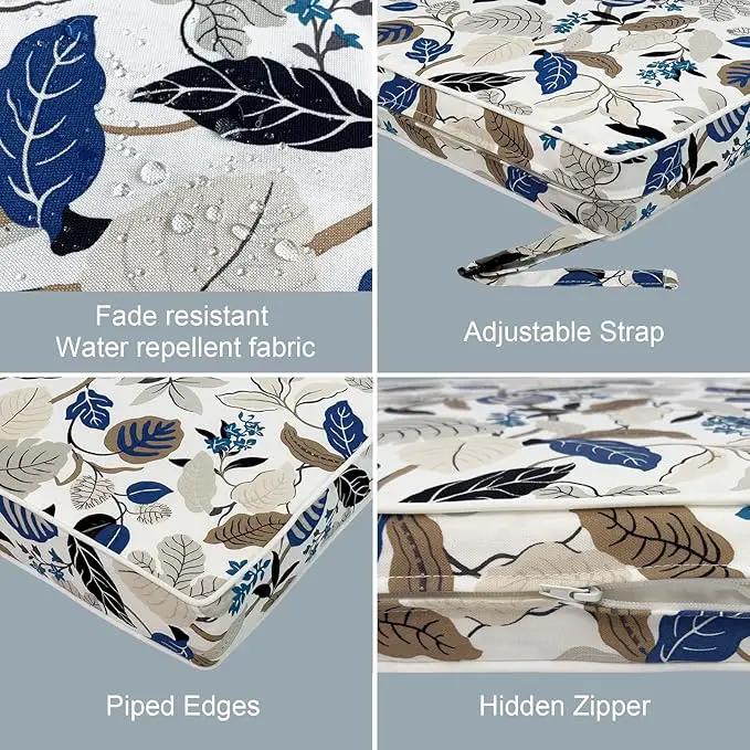 LVTXIII Patio Chair Cushions 22"x22"x3", Water-Repellent Outdoor Seat Cushions for Patio Furniture, Square Chair Pads with Ties for Home Garden Decoration, Set of 2, Breeze Leaves Beige by GreenHaven Gardens