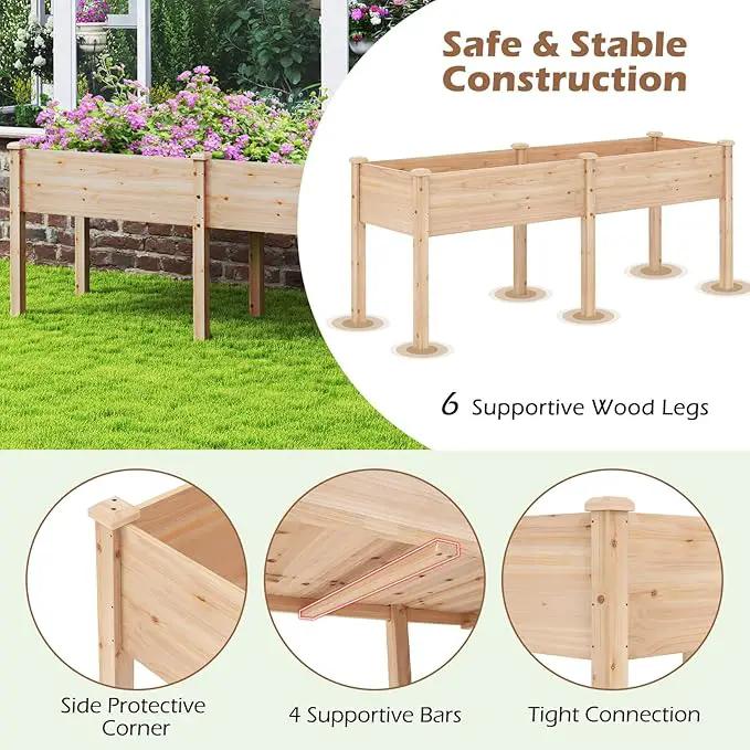 Giantex Raised Garden Bed, Elevated Wood Planter Box with Drain Hole, Gardening Planter Raised Bed for Planting Vegetables Flowers Succulents Herbs,73" Lx23 Wx30 H by GreenHaven Gardens