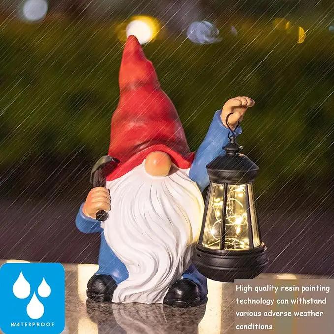 Garden Gnome Statue Solar Light Outdoor Decorations Figurine with Lantern Led Shovel Sculpture Lawn Patio Yard Porch Outside Christmas Housewarming Gifts for Women Mom Grandma by GreenHaven Gardens
