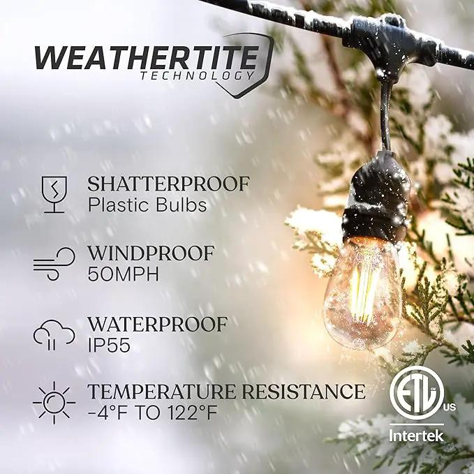 Brightech Ambience Pro - Waterproof LED Outdoor String Lights - 7 Hanging, Dimmable 2W Vintage Edison Bulbs - 24 Ft Commercial Grade Patio Lights Create Cafe Ambience in Your Backyard by GreenHaven Gardens