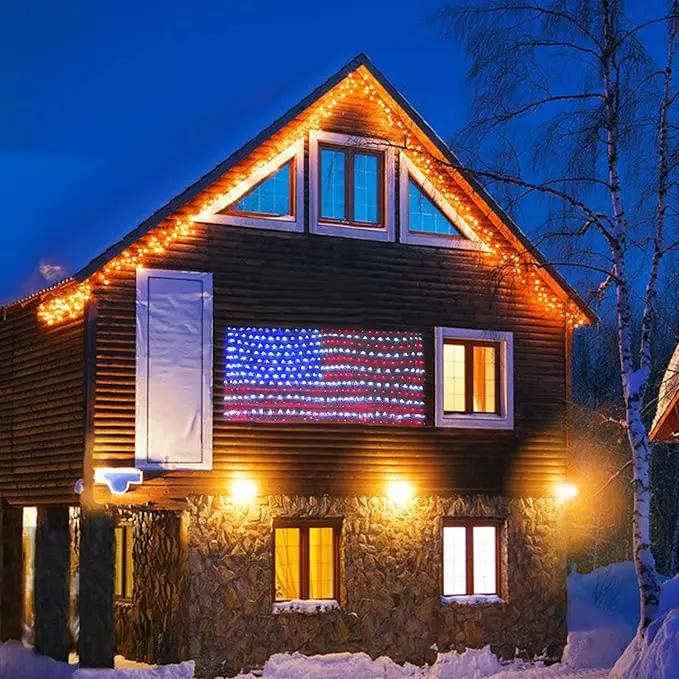 XTF2015 Led Flag Net Lights of The United States, Waterproof American Flag String Light for Christmas, Festival, Holiday, Independence Day, Memorial Day, Decoration, Garden, Yard, Indoor and Outdoor by GreenHaven Gardens