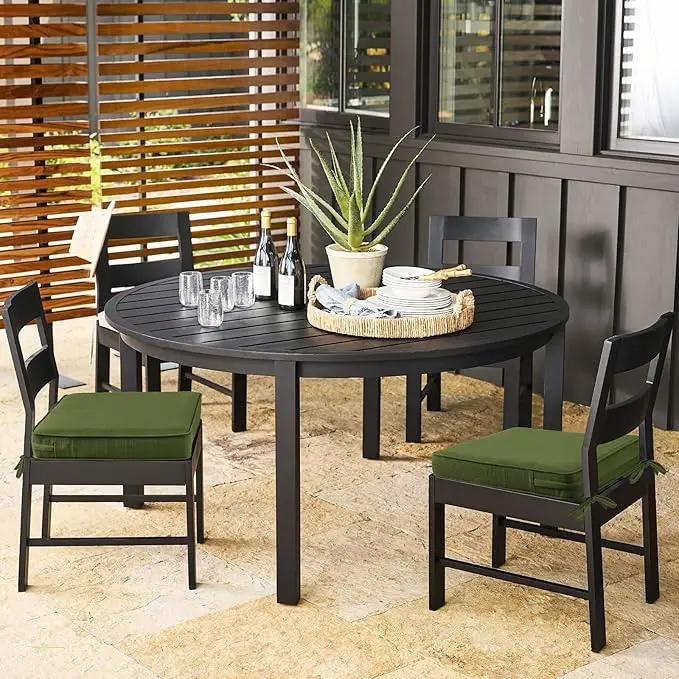 Outdoor Square Corner Seat Cushion, 18.5"x16"x3", Set of 4, Non Slip Seat Cushion Pads with Removable Cover for Patio Furniture, Garden Yard Lawn, Deep Forest Green by GreenHaven Gardens
