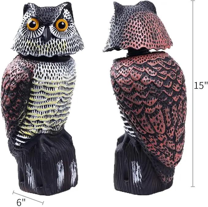 Owl Decoys to Scare Birds Away with Rotating Head,Natural Enemy Bird Deterrent Realistic Eyes & Waterproof Shape Fake Owl Scarecrow Bird Control by GreenHaven Gardens