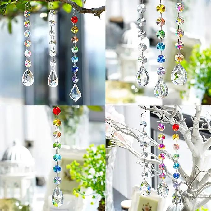 12Pcs Clear Crystal Suncatchers Prisms DIY Kit,Glass Suncatchers Hanging Crystals Ornament,Sun Catcher with Glass Beads,Prisms Rainbow Pendant for Window Home Office Garden Decoration by GreenHaven Gardens