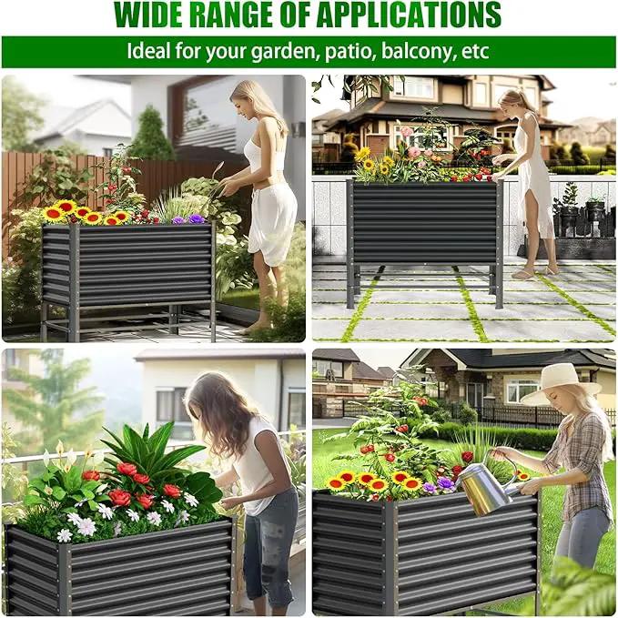 Doniks 2PCS Raised Garden Bed with Legs, 48×24×37in Large Outdoor Metal Galvanized Garden Planting Box,900lb Capacity for Vegetables Lawn Green Flowers, Fruits, Terrace by GreenHaven Gardens