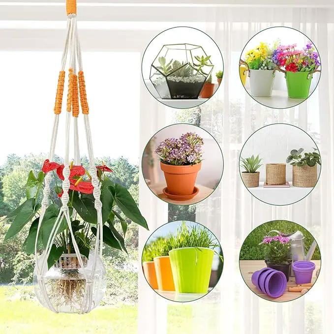 Augshy 27inch Macrame Plant Hanger, 2 Packs Plant Hangers with Hooks, Hanging Planter for Indoor Plants Decorative Macrame Pot Hanger for Home Decor by GreenHaven Gardens