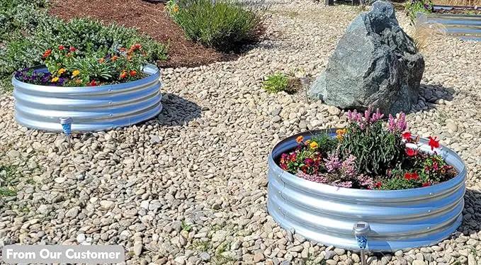 FORTUNO 2 Pack 4 Ft Round Galvanized Raised Garden Bed Kit Box 48 Inches Metal Outdoor Flower Bed Steel Patio Ground Planter for Planting Vegetables and Herb, Silver by GreenHaven Gardens