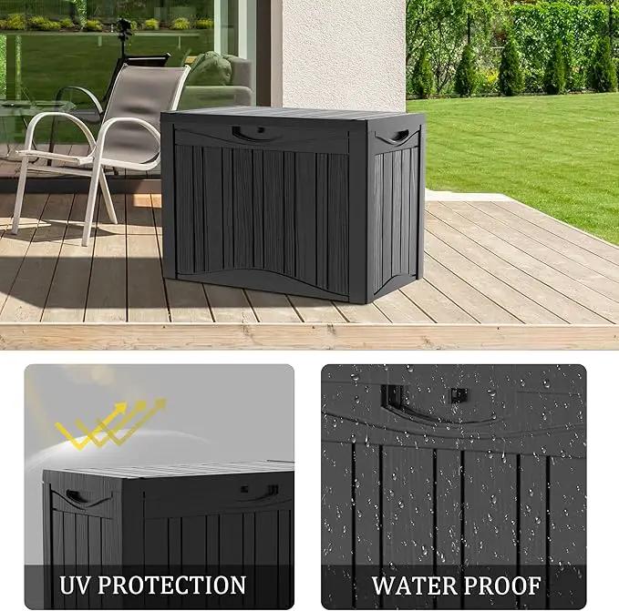 50 Gallon Outdoor Storage Box Waterproof Lockable Resin Deck Box Large, Patio Storage Bin for Pool Accessories Cushion Furniture, Garden Tools, UV-Resistant Outside Delivery Black by GreenHaven Gardens