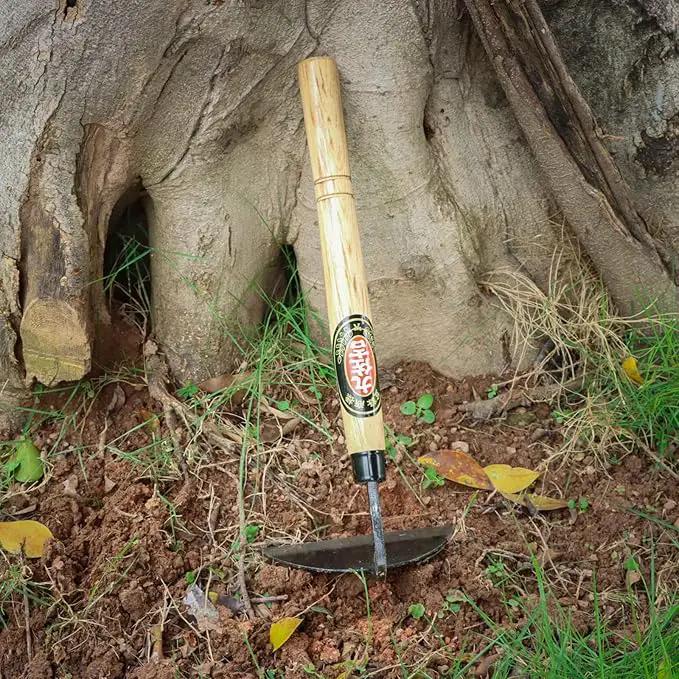 Kana Hoe 217 Japanese Garden Tool - Hand Hoe/Sickle is Perfect for Weeding and Cultivating. The Blade Edge is Very Sharp. (Beige-007) by GreenHaven Gardens