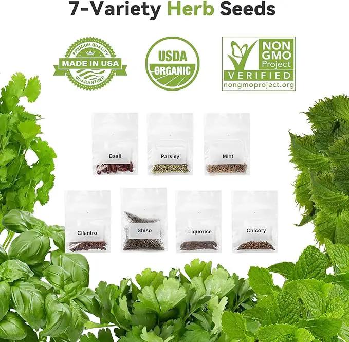 inbloom Herb Seed Pod Kit for AeroGarden, iDOO, Ahopegarden, MUFGA Hydroponic Growing System Indoor Garden, 12-Pod, 350+ Seeds Included Basil, Mint, Cilantro, Parsley, Shiso, Chicory, Liquorice by GreenHaven Gardens