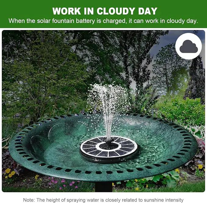 Solar Fountain Pump with 2000 mAh Battery Backup Works in Shade, 3.5 W Glass Solar Powered Water Fountain with 7 Nozzles, Floating Solar Fountain for BirdBath, Garden, Outdoor, Patio-White by GreenHaven Gardens