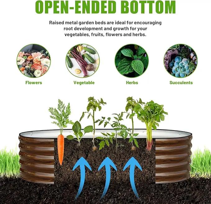 SnugNiture Galvanized Raised Garden Bed, 8x4x1.5ft Oval Metal Planter Box for Planting Outdoor Plants Vegetables by GreenHaven Gardens