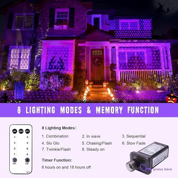 Purple Christmas Net Lights Outdoor - 360 LED Net Lights Waterproof with Remote, 12x5 ft Extendable 8 Modes Christmas Net Lights with Green Wire for Bushes Lawn Garden Shrubs Tree Backyard Decorations by GreenHaven Gardens