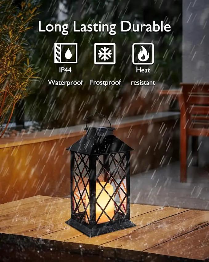 Homemory Solar Lanterns Outdoor Waterproof Hanging with Flickering Flameless Candles, 2 Pack 13'' Garden Outdoor Lantern Decorative for Patio Front Porch Backyard Balcony Cabin Outside Table(Black) by GreenHaven Gardens