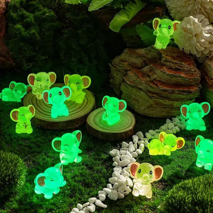 48 Pcs Mini Elephant Animals Luminous Resin Small Animal Figurines Bulk Glow in The Dark Garden Accessories Moss Landscape DIY Terrarium Ornament for Garden Dollhouse Decoration by GreenHaven Gardens