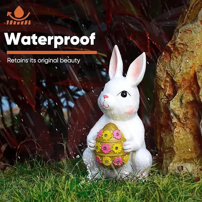 Brightever Outdoor Solar Garden Statues, Bunny with Easter Egg and 9 RGB LED Lights, Outdoor Figurine Lights - Solar Powered Garden Sculpture Easter Gifts for Kids, Women, Wife, Birthday by GreenHaven Gardens