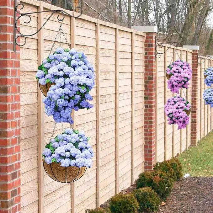Hanging Plant Basket Flower Holder (2pack, 14 inch)-Metal Wire Round Hanging Basket Planter with Coco Fiber Liners for Plants Flower Pots Indoor Outdoor Garden Porch and Balcony Decor by GreenHaven Gardens