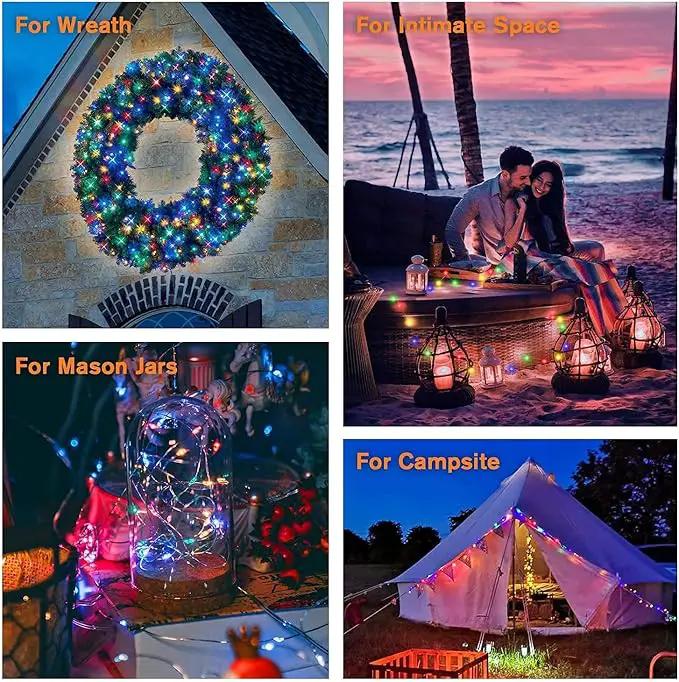 QITONG 4 Pack Multicolor Solar Fairy Lights Outdoor Waterproof, Each 33ft 100 LED Solar Christmas Lights, 8 Modes Silver Wire Solar Twinkle Lights by GreenHaven Gardens