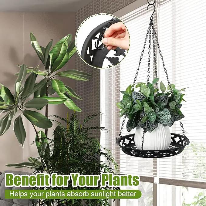 Enhon 3 Pack Plant Hanger, 12 Inch Metal Hanging Planter for Indoor Outdoor Plants, Classy Glossy Black Decorative Hanging Plant Shelf for Window Wall Ceiling Home Decor by GreenHaven Gardens