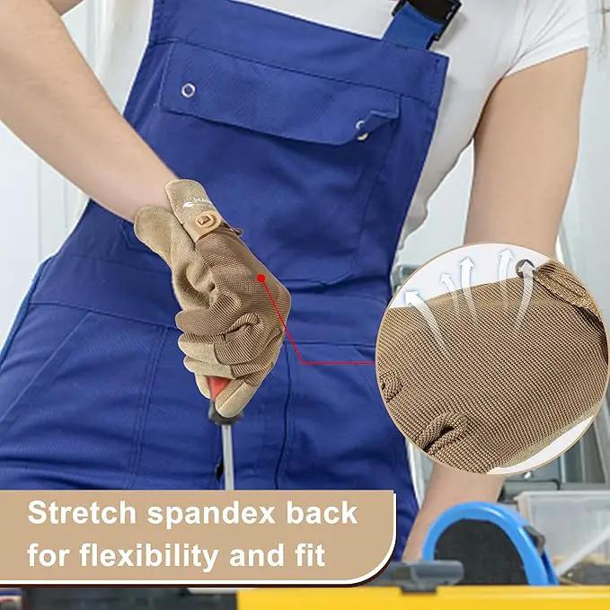 HLDD HANDLANDY Work Gloves for Women and Ladies, Leather Gardening Gloves Flexible Mechanic Working Gloves by GreenHaven Gardens