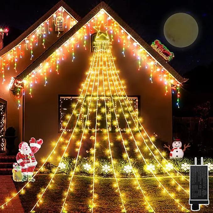 JXLEDAYY Christmas Lights Outdoor Decorations 344 LED Star Lights - Easy to Install Waterproof Fairy String, 8 Modes Xmas Tree for House Garden Party Wedding Holiday-Warm White by GreenHaven Gardens