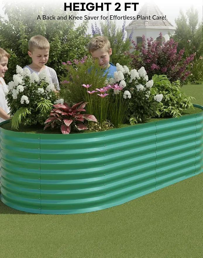6x3x2 ft Raised Garden Bed,Galvanized Raised Planter Boxes Outdoor with Easy Assembly, Large Garden Bed for Vegetables, Fruits, Flower,Raised Garden Bed,Green by GreenHaven Gardens