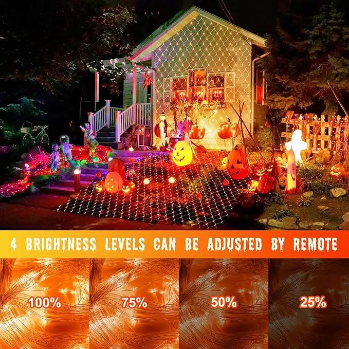 Christmas Net Lights Outdoor - 360 LED Orange Net Lights Waterproof with Remote, 12x5 ft Extendable 8 Modes for Bushes, Gazebo, Lawn, Garden, Shrubs, Tree, Backyard Decorations by GreenHaven Gardens
