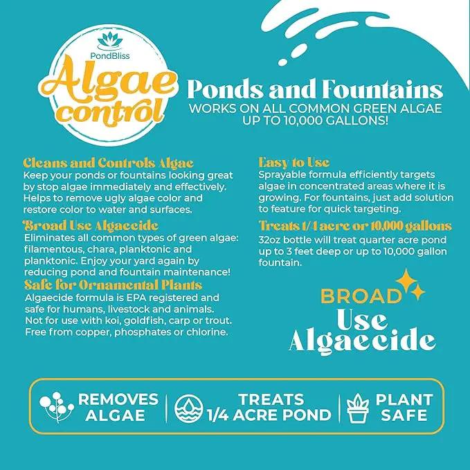 Algaecide for Fountains – Clarify and Controls Algae for Large and Small Fountain (8 oz) by GreenHaven Gardens