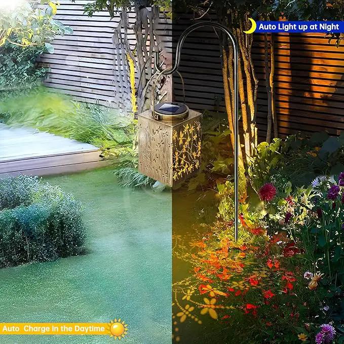 2 Pack Solar Lanterns Outdoor Waterproof - Metal Solar Garden Lights for Patio Porch Yard Garden Decor, Christmas Birthday Gifts for Women Mom Men (Dragonfly) by GreenHaven Gardens