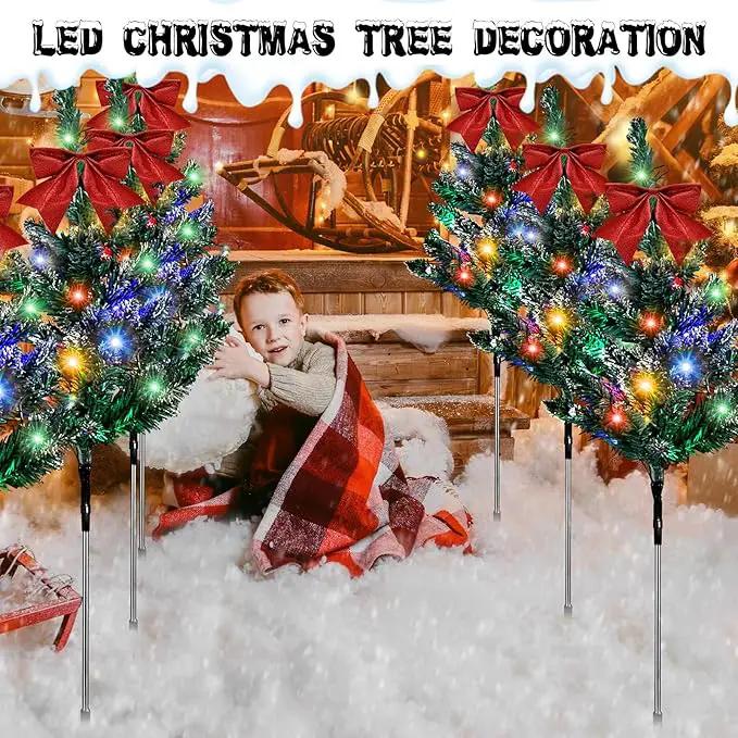 VIHOSE 8 Pcs Solar Christmas Trees Garden Stake Lights Outdoor Xmas Pathway Lights with Decorative Bows Solar Powered Pre-lit Christmas Tree Decor for Outdoor Winter Garden Patio by GreenHaven Gardens
