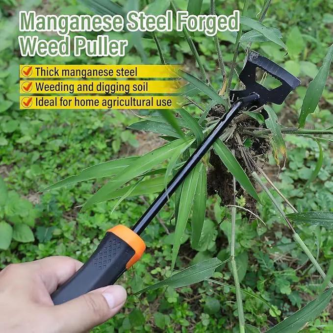 Weed Removal Tool, 2025 New Garden Weeding Tools Manganese Steel Hand Weeder Tool with Handle, 4 Teethes Dual Purpose Manual Weeders Tool Weed Pulling Tool for Garden (Six Teeth) by GreenHaven Gardens