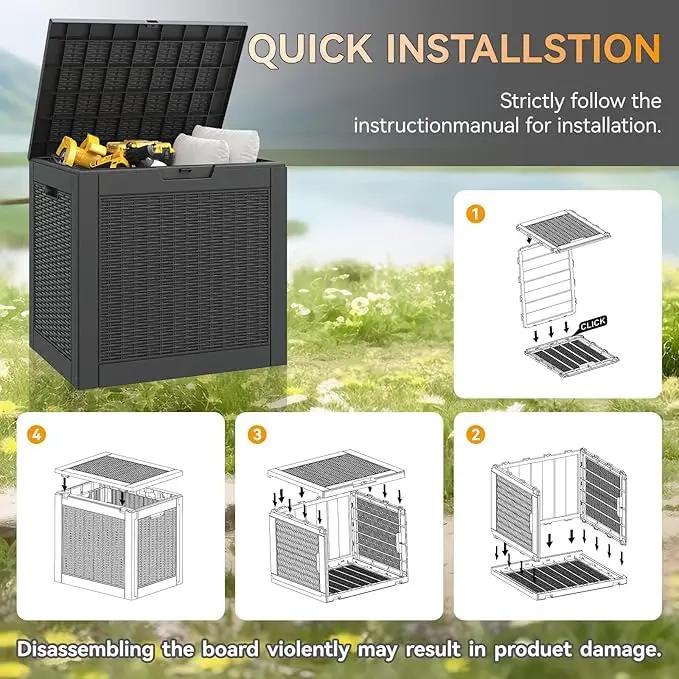 KAMABOKO 31 Gallon Outdoor Storage Box, Resin Deck Boxes Indoor and outdoor, Waterproof Storage Box Lockable Lid for Garden Tools, Package Delivery, Pool Supplies, Patio Cushions, Black by GreenHaven Gardens