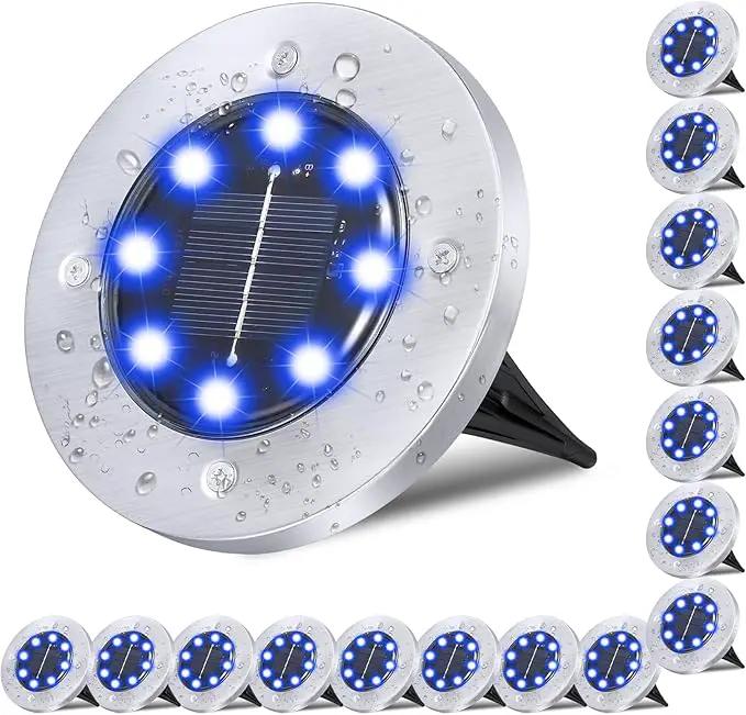 Solar Ground Lights - Upgraded Outdoor Garden Waterproof Bright In-Ground Lights for Pathway, Yard, Deck, Lawn, Patio, Walkway (16 Pack Blue Color) by GreenHaven Gardens