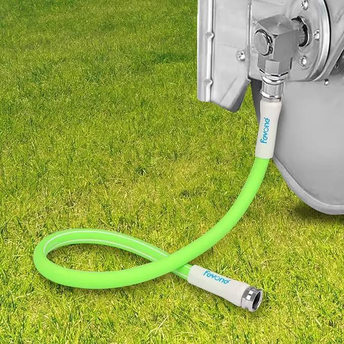 Fevone 100 ft Garden Hose, Heavy Duty Water Hose, Hybrid Polymer, Kink Resistance, Flexible, Durable, Leak Free, Aluminum Fittings, 3/4" GHT, 5/8" ID, 600 Psi, Drinking Water Safe by GreenHaven Gardens