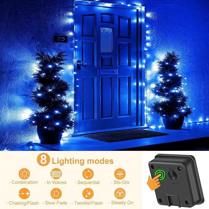 2 Pack Solar String Lights for Outside, Each 40Ft 120 LED Solar Lights Outdoor, 8 Modes Waterproof Solar Powered Fairy Twinkle Light for Backyard Patio Tree Party Garden Decoration, Blue by GreenHaven Gardens