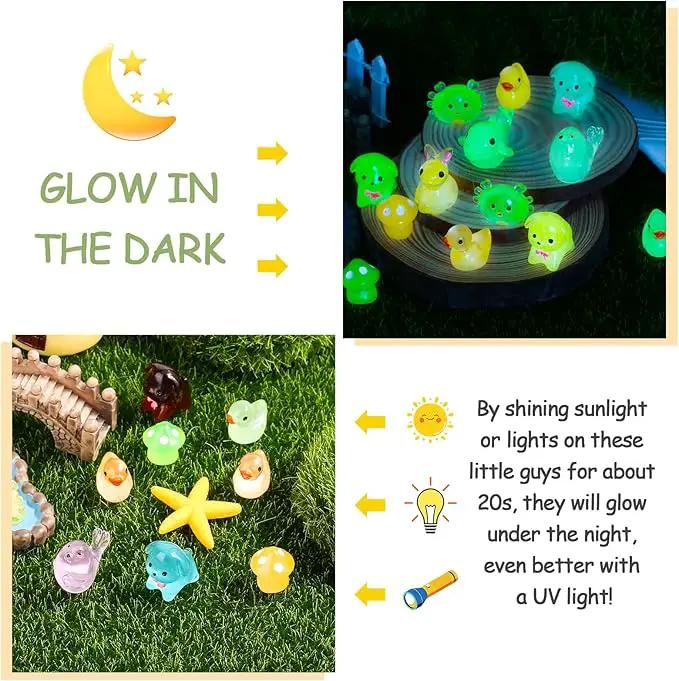 126PCS Mini Resin Ducks Animals Luminous Tiny Duck Animals Bulk Figures to Hide Glow in The Dark for Miniature Fairy Garden Accessories Micro Landscape Aquarium Potted Ornament Outdoor Decor by GreenHaven Gardens