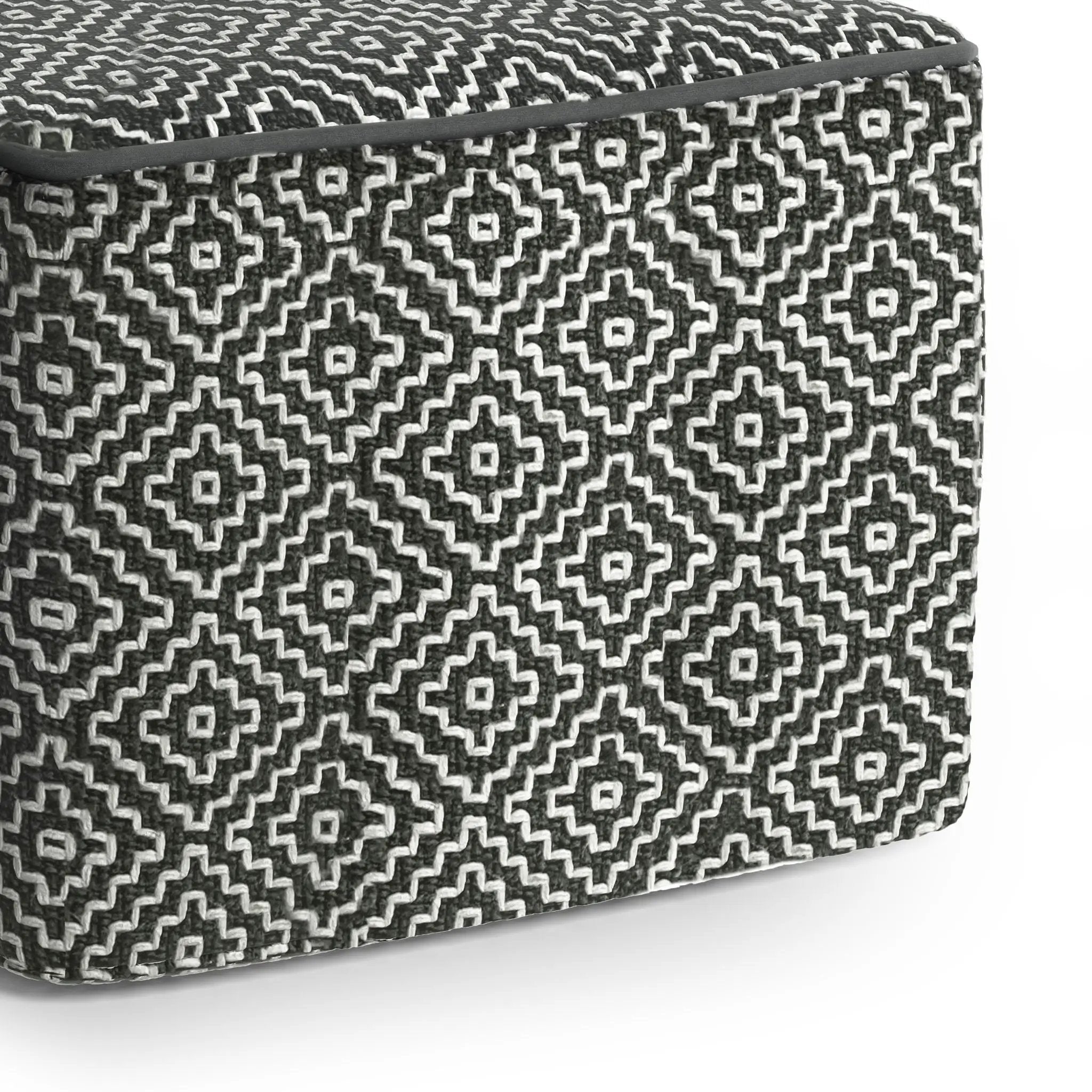 Briella - Square Woven Outdoor / Indoor Pouf - Gray / White by Unique Piece Furniture