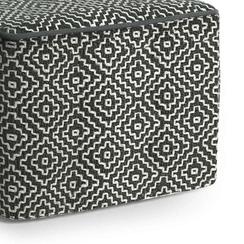 Briella - Square Woven Outdoor / Indoor Pouf - Gray / White by Unique Piece Furniture