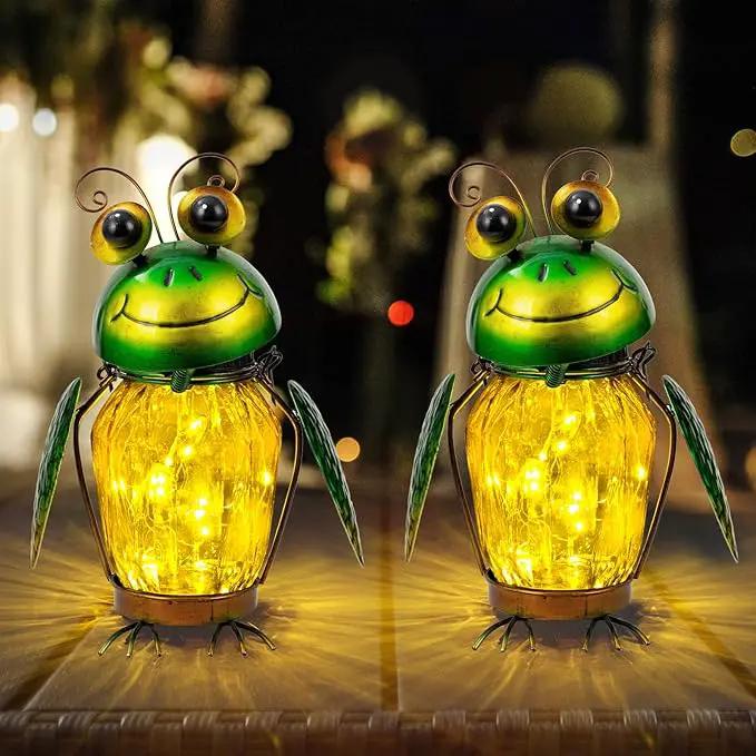 2 Pack Solar Lanterns Outdoor Waterproof Frog Hanging Solar Lantern, LED Glass Jar Outdoor Lanterns, Garden Lantern Lights for Yard Tree Table Xmas Metal Decoration by GreenHaven Gardens