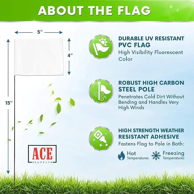 White Flags for Marking Yard - 4x5x15 Inch Invisible Fence Flags for Dogs - 50 Pack - Dog Invisible Fence Training Marker & Boundary Training by GreenHaven Gardens