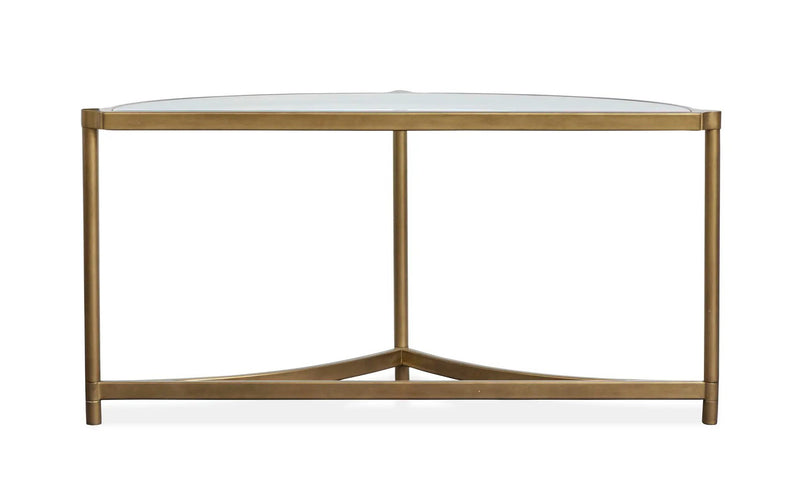 Cassidy - Demilune Sofa Table - Aged Brass And Volakas Classic by Unique Piece Furniture