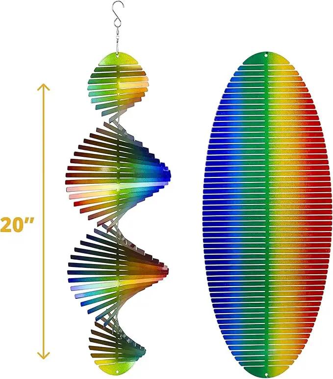 VP Home Rainbow Helix Kinetic Wind Spinner for Yard and Garden Wind Spinner Outdoor Metal Large Hanging Rainbow Decor 3D Garden Art Wind Sculpture Spinners Kinetic Art Garden Spinner by GreenHaven Gardens