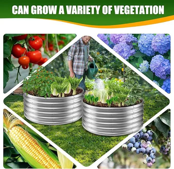 17" Tall Elevated Round Metal Rised Garden Bed- 3.3'x3.3' in Size and 0.8MM Thick Durable Planter Box for Vegetables Flowers Succulent at Patio/Garden Outdoor (Silver, 3.3FT Diameter) by GreenHaven Gardens