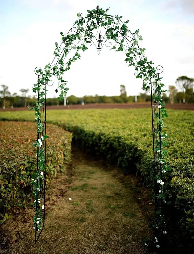 Steel Garden Arch, 8'1" High x 4'2" Wide, Garden Arbor for Various Climbing Plant, Outdoor Garden Lawn Backyard by GreenHaven Gardens