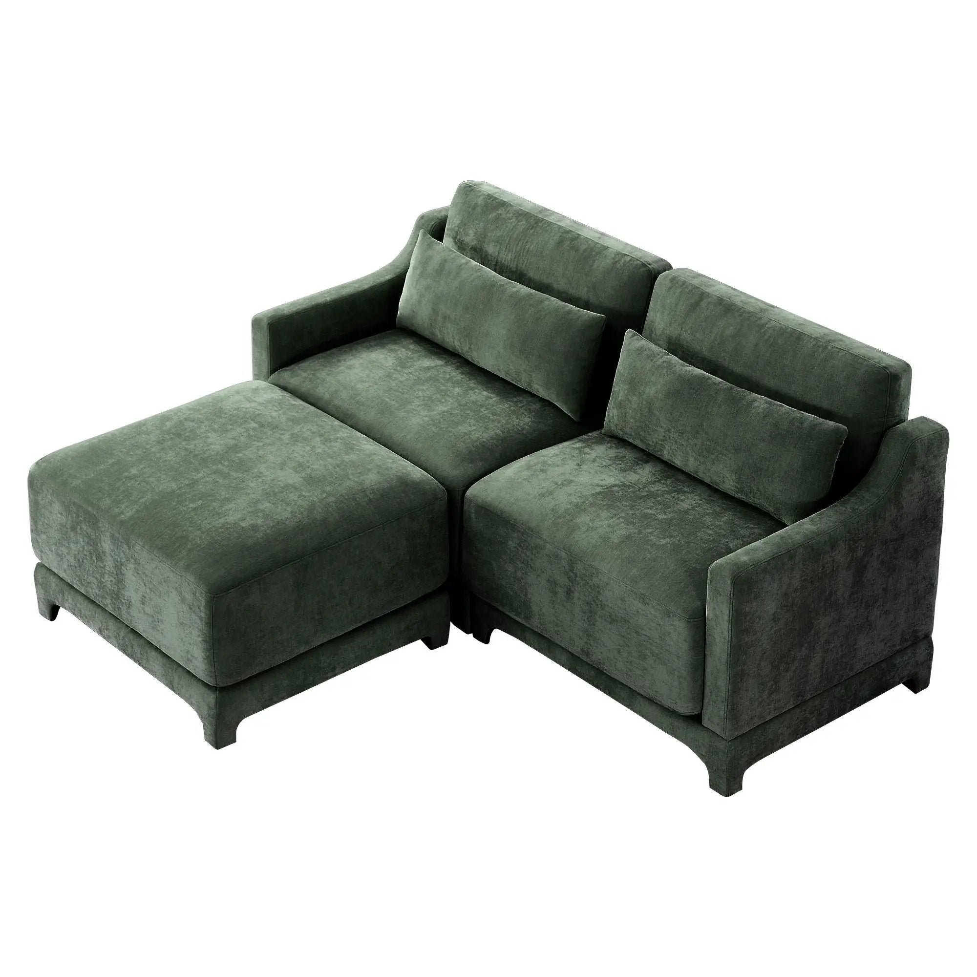 Stylish Sofa With Ottoman And Lumbar Pillows, Ergonomic Design by HouseOfZazla