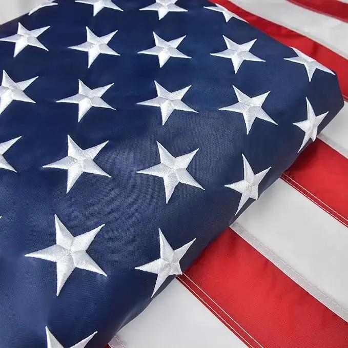 American Flags for Outside 3x5, US Flags 3x5 Outdoor USA High Wind with Embroidered Stars, Sewn Stripes, Brass Grommets, Durable USA Flag Outdoor Outside by GreenHaven Gardens