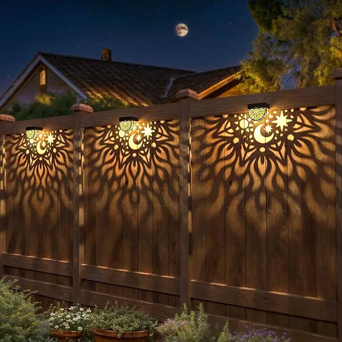 Solar Fence Lights 6 Pack Solar Deck Lights Waterproof LED Powered Step Wall Lanterns Outdoor Decorations Warm Yellow Decorative Lighting for Garden Backyard (Black) by GreenHaven Gardens